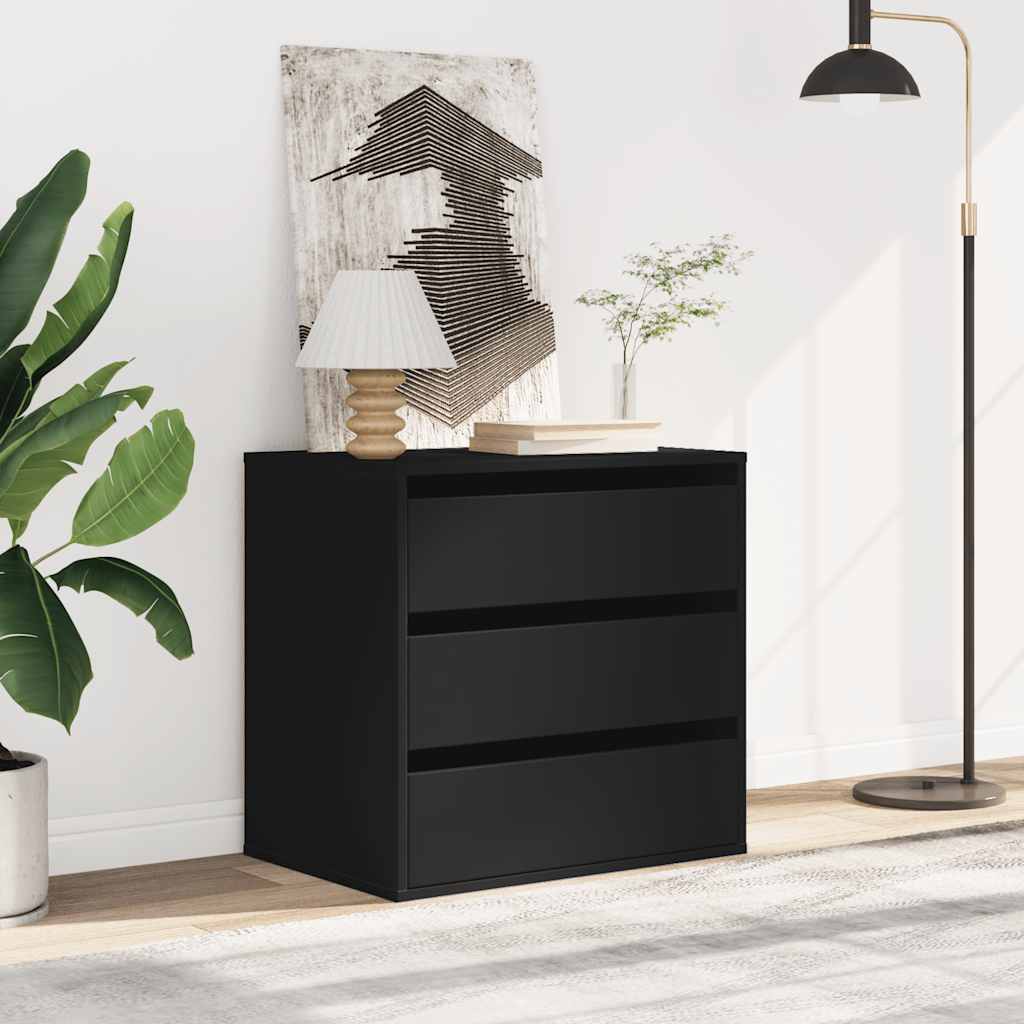 vidaXL Corner Chest of Drawers Black 60x41x58 cm Engineered Wood 3