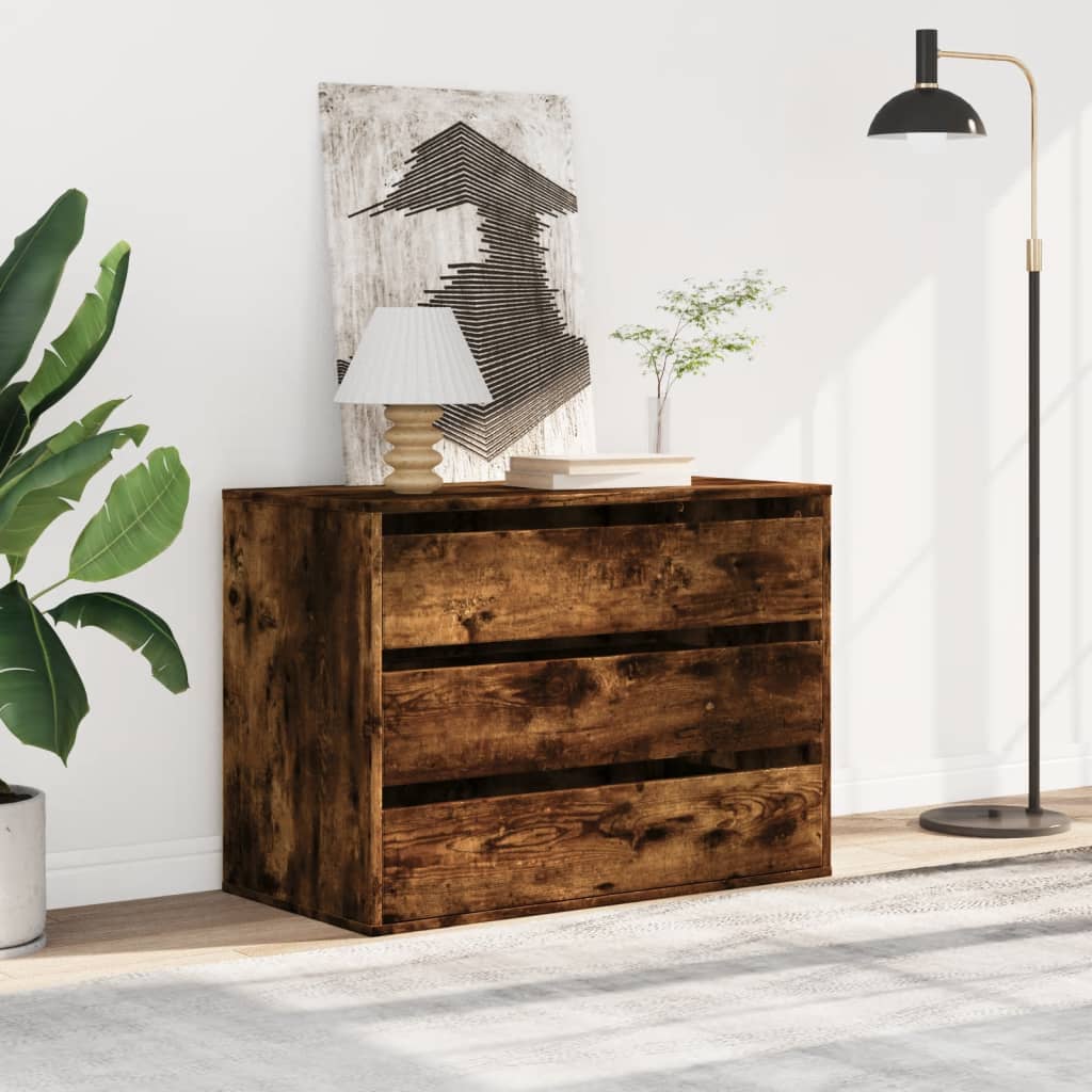 vidaXL Corner Chest of Drawers Smoked Oak 80x41x58 cm Engineered Wood 3
