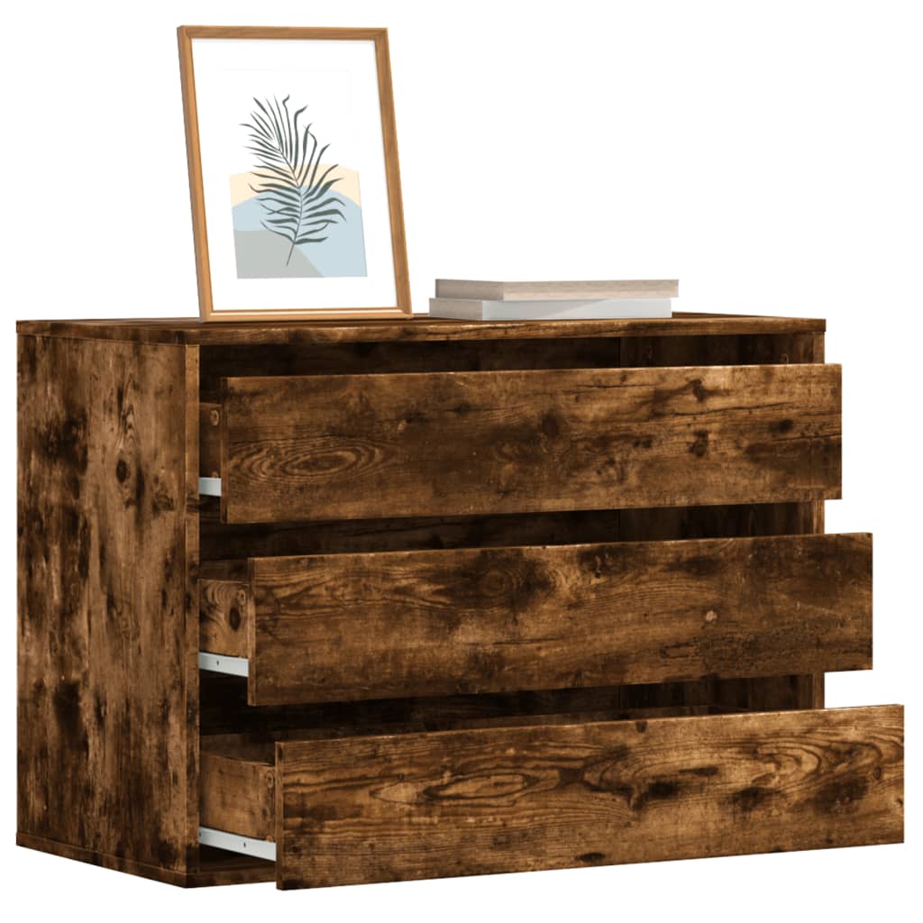 vidaXL Corner Chest of Drawers Smoked Oak 80x41x58 cm Engineered Wood 1