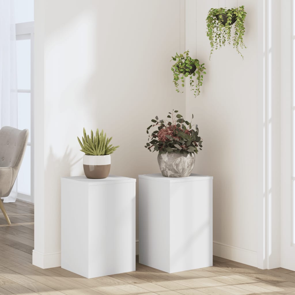 vidaXL Plant Stand 2 pcs White 30 x 30 x 50 cm Engineered Wood 1