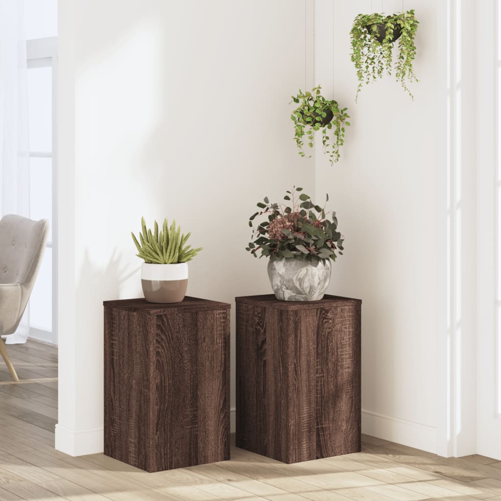 vidaXL Plant Stands 2 pcs Brown Oak 30x30x50 cm Engineered wood 1