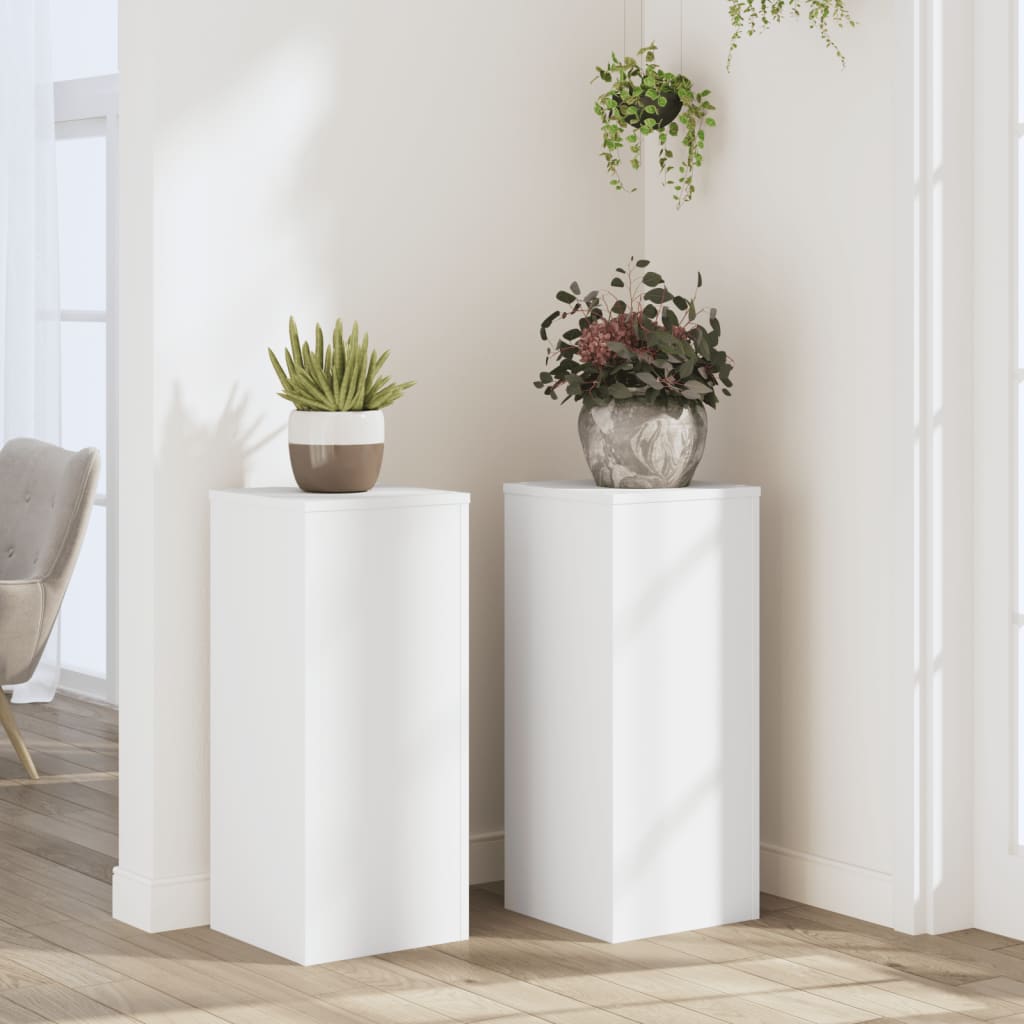 vidaXL Plant Stand 2 pcs White 30 x 30 x 70 cm Engineered Wood 1