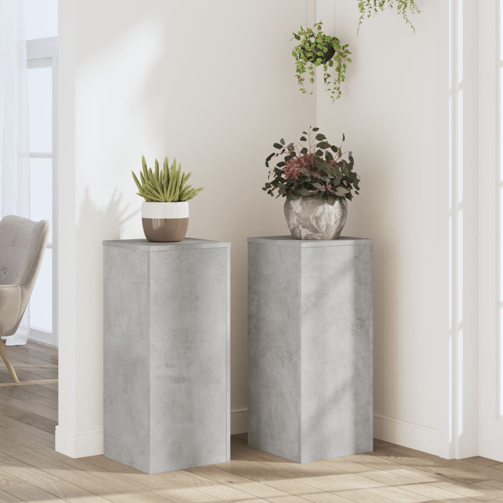 vidaXL Plant Stand 2 pcs Concrete Grey 30 x 30 x 70 cm Engineered Wood 1