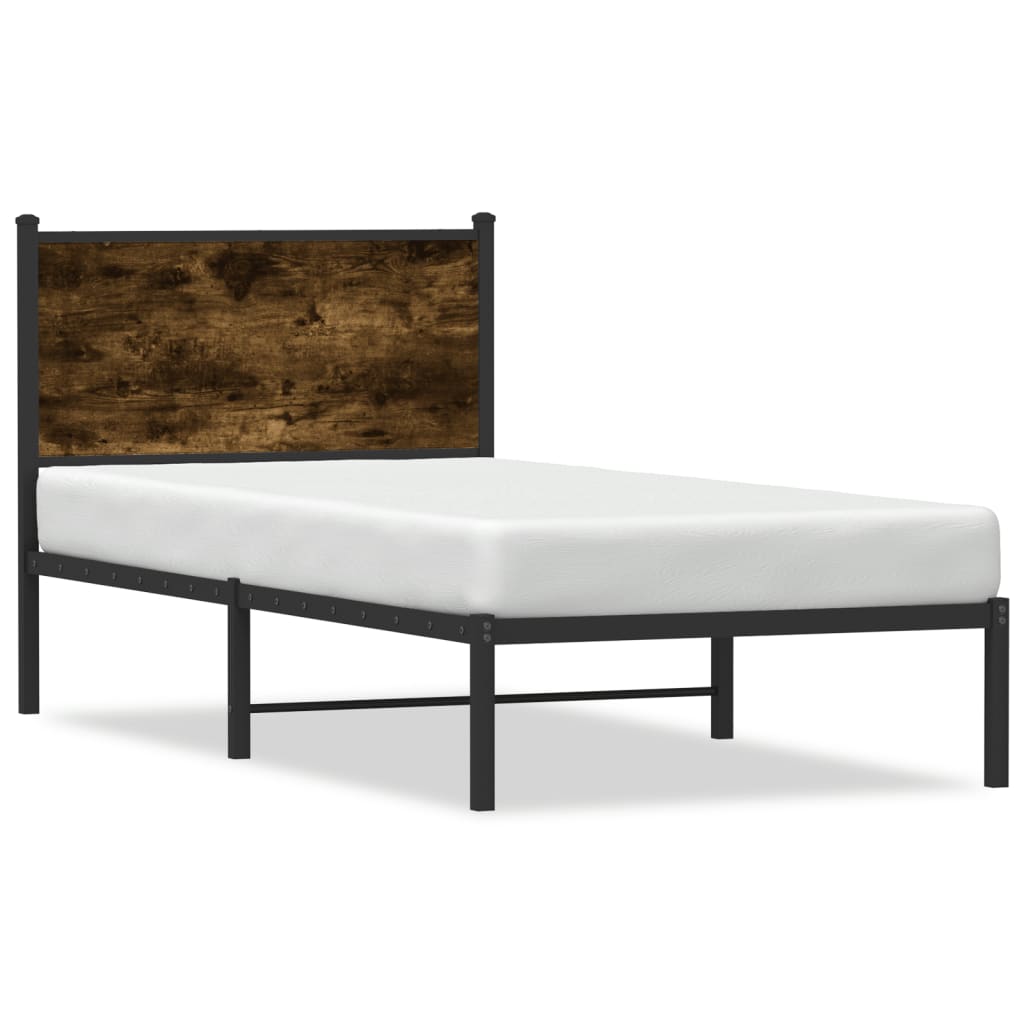 vidaXL Metal Bed Frame without Mattress Smoked Oak 80x200 cm 2