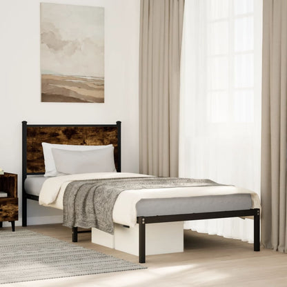 vidaXL Metal Bed Frame without Mattress Smoked Oak 80x200 cm 1