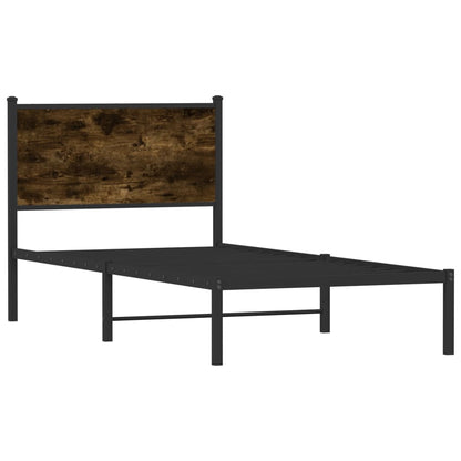 vidaXL Metal Bed Frame without Mattress Smoked Oak 90x200 cm 3