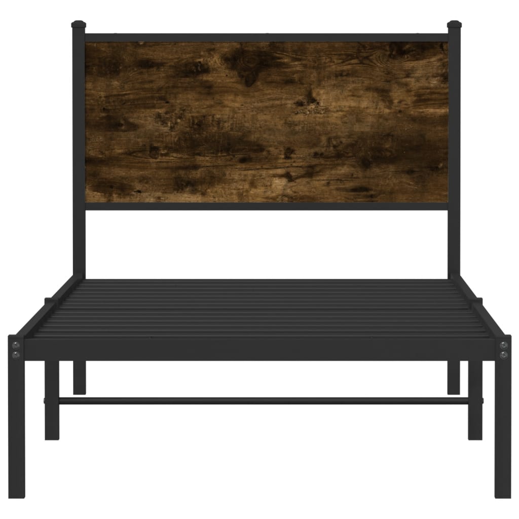 vidaXL Metal Bed Frame without Mattress Smoked Oak 90x200 cm 5