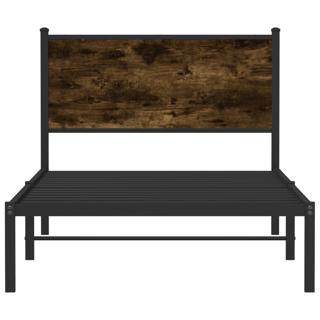 vidaXL Metal Bed Frame without Mattress Smoked Oak 100x190 cm 5