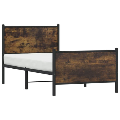 vidaXL Metal Bed Frame without Mattress Smoked Oak 75x190 cm Small Single 4