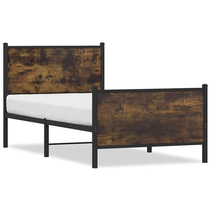 vidaXL Metal Bed Frame without Mattress Smoked Oak 80x200 cm 2