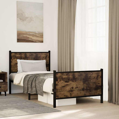 vidaXL Metal Bed Frame without Mattress Smoked Oak 80x200 cm 1