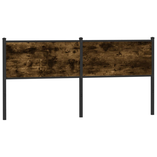 vidaXL Replace Headboard Smoked Oak 160 cm Engineered Wood and Steel, a rectangular wooden panel with black metal frame