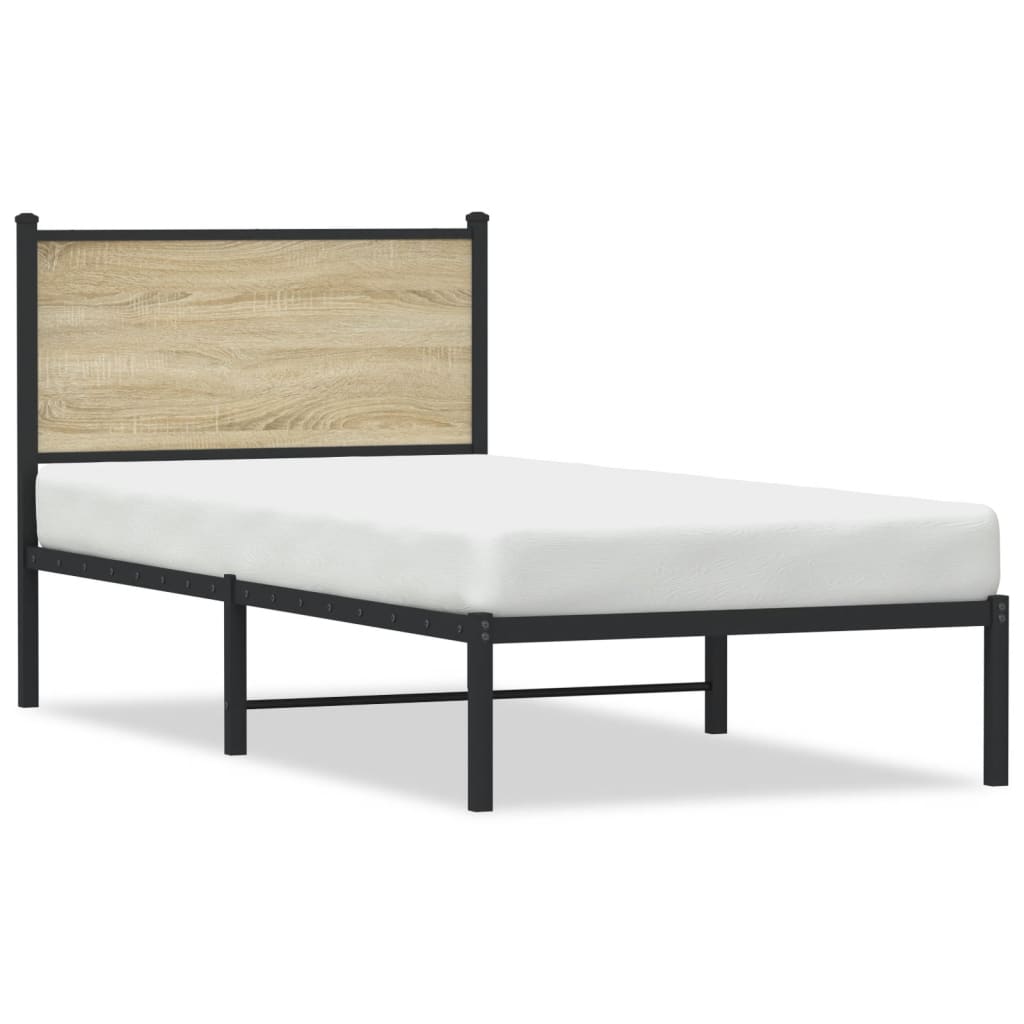 vidaXL Metal Bed Frame without Mattress Sonoma Oak 80x200 cm 2