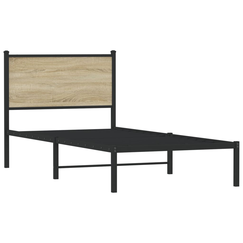vidaXL Metal Bed Frame without Mattress Sonoma Oak 80x200 cm 3