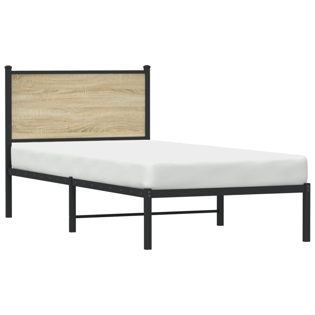 vidaXL Metal Bed Frame without Mattress Sonoma Oak 80x200 cm 4