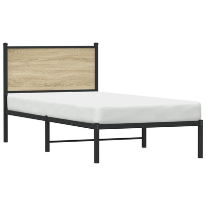 vidaXL Metal Bed Frame without Mattress Sonoma Oak 90x190 cm Single 4
