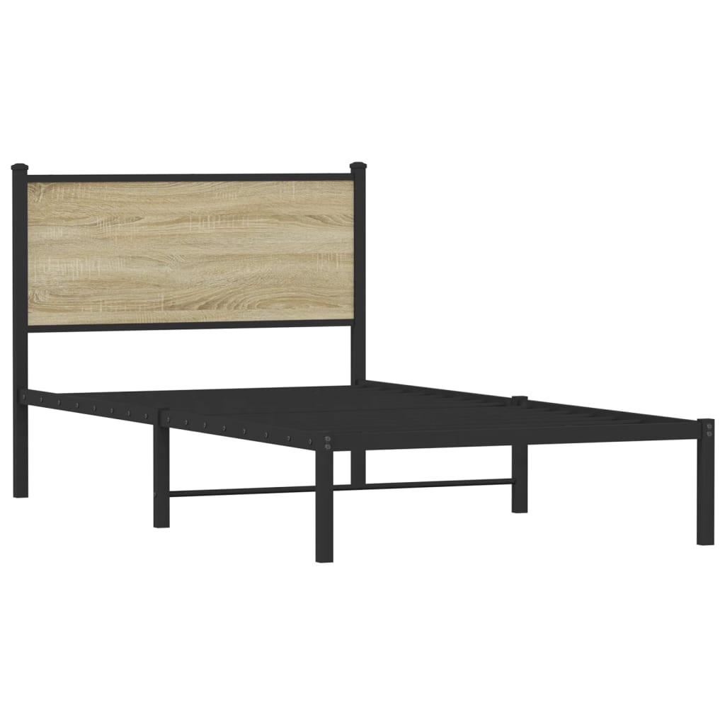 vidaXL Metal Bed Frame without Mattress Sonoma Oak 107x203 cm 3