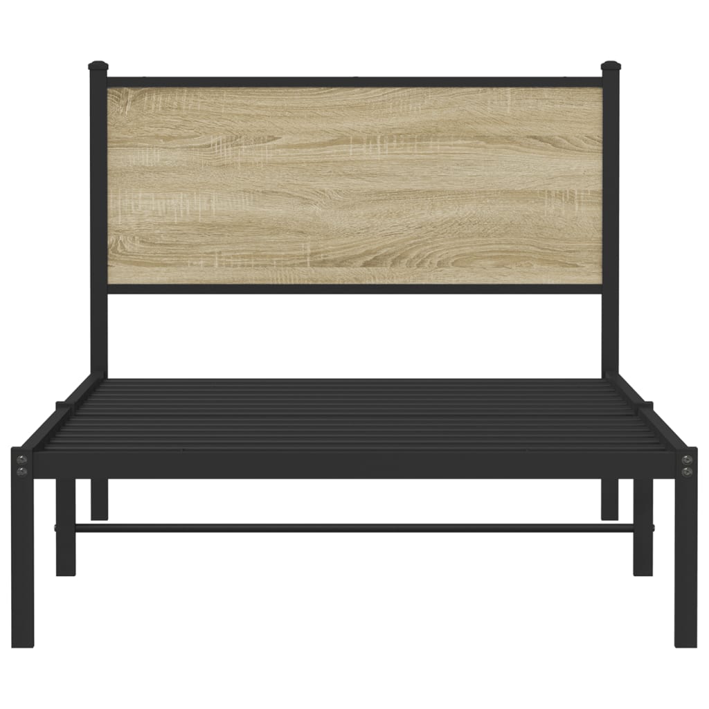 vidaXL Metal Bed Frame without Mattress Sonoma Oak 107x203 cm 5