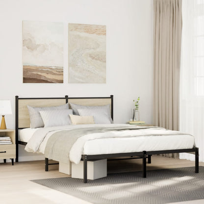 vidaXL Metal Bed Frame without Mattress Sonoma Oak Length 200 cm with Headboard