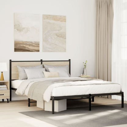 vidaXL Metal Bed Frame without Mattress Sonoma Oak Length 200 cm with Headboard