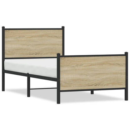 vidaXL Metal Bed Frame without Mattress Sonoma Oak 80x200 cm 2