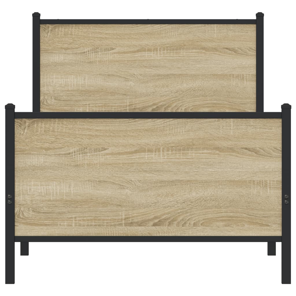 vidaXL Metal Bed Frame without Mattress Sonoma Oak 90x190 cm Single 5
