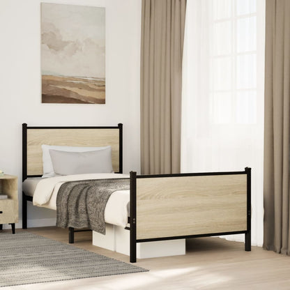 vidaXL Metal Bed Frame without Mattress Sonoma Oak 90x190 cm Single 1