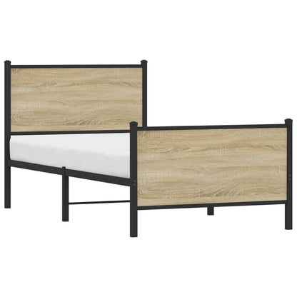 vidaXL Metal Bed Frame without Mattress Sonoma Oak 90x200 cm 4