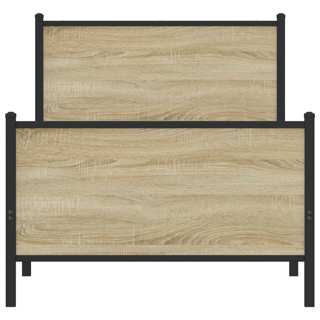vidaXL Metal Bed Frame without Mattress Sonoma Oak 90x200 cm 5