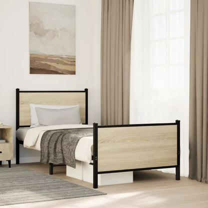 vidaXL Metal Bed Frame without Mattress Sonoma Oak 90x200 cm 1