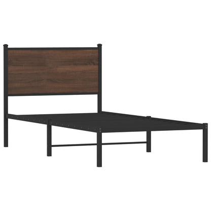 vidaXL Metal Bed Frame without Mattress Brown Oak 75x190 cm Small Single 3