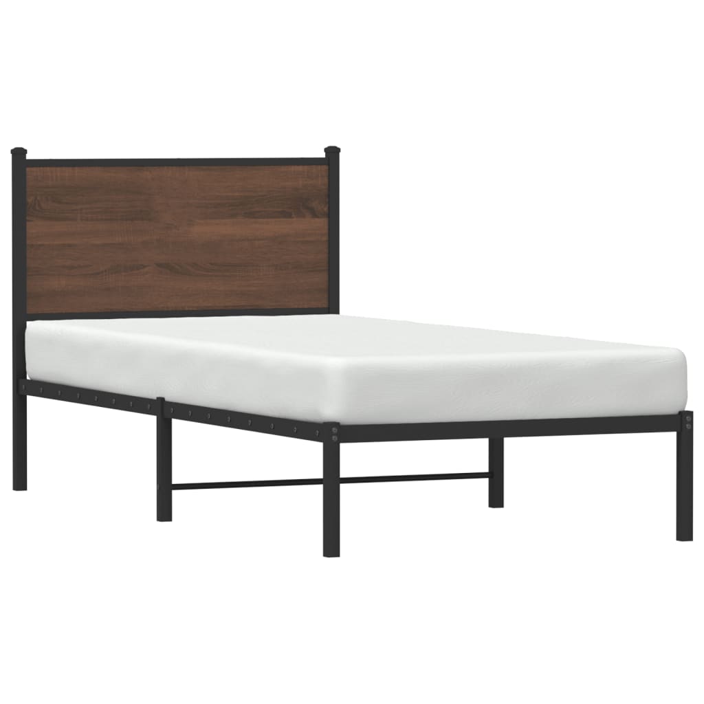 vidaXL Metal Bed Frame without Mattress Brown Oak 80x200 cm 4
