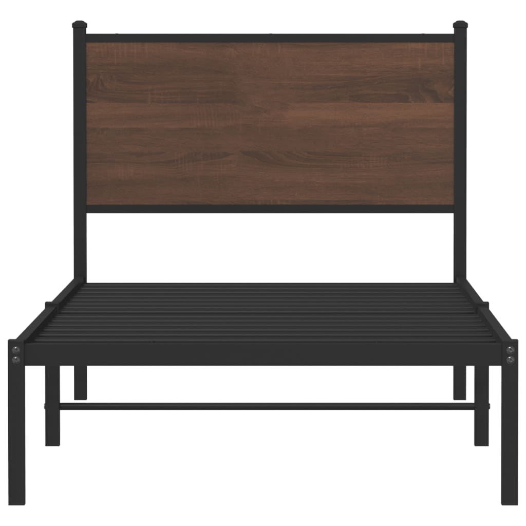 vidaXL Metal Bed Frame without Mattress Brown Oak 80x200 cm 5