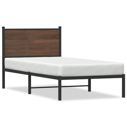 vidaXL Metal Bed Frame without Mattress Brown Oak 90x190 cm Single 2