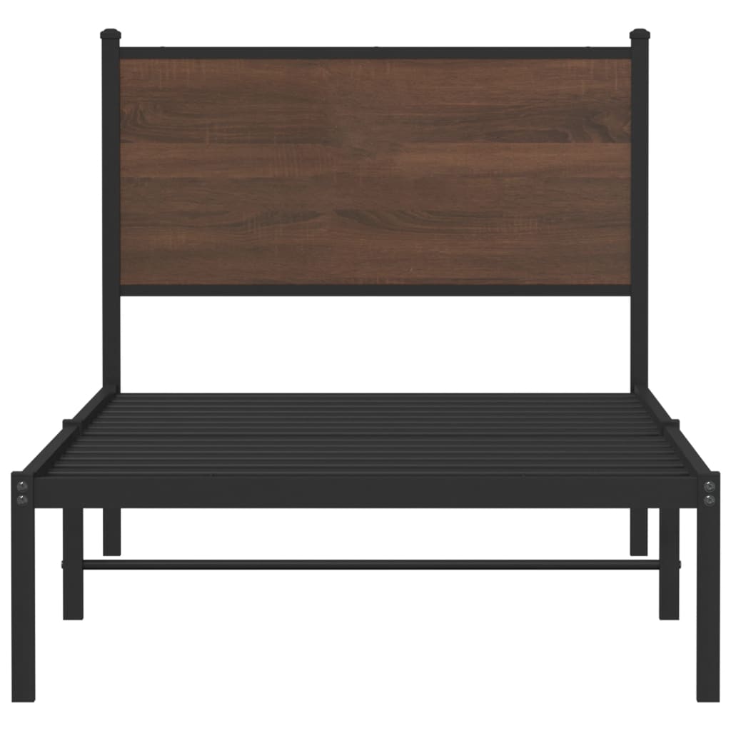 vidaXL Metal Bed Frame without Mattress Brown Oak 90x190 cm Single 5