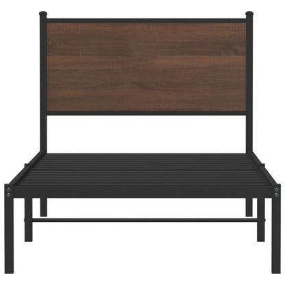 vidaXL Metal Bed Frame without Mattress Brown Oak 90x190 cm Single 5