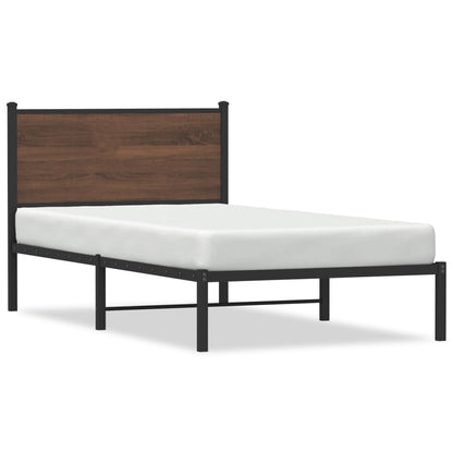 vidaXL Metal Bed Frame without Mattress Brown Oak 100x190 cm 2