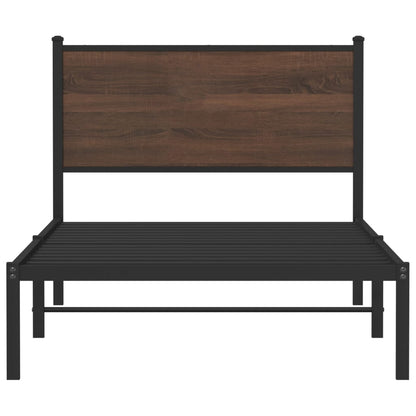 vidaXL Metal Bed Frame without Mattress Brown Oak 100x190 cm 5