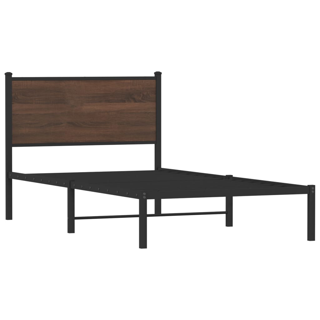vidaXL Metal Bed Frame without Mattress Brown Oak 100x200 cm 3