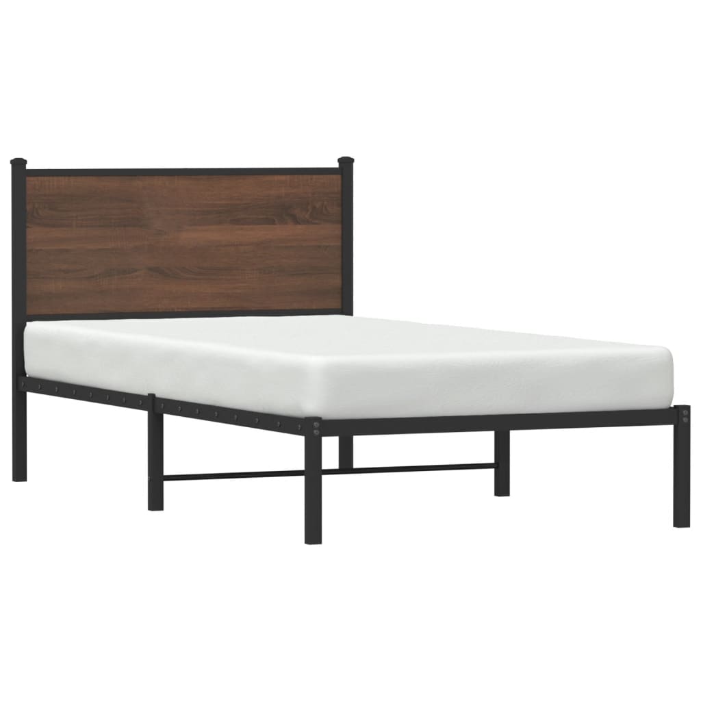 vidaXL Metal Bed Frame without Mattress Brown Oak 100x200 cm 4