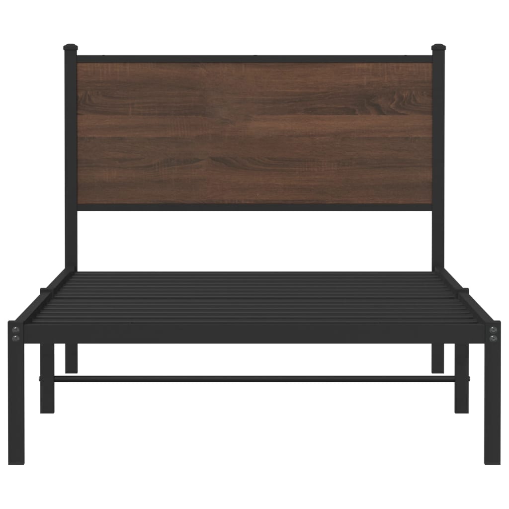vidaXL Metal Bed Frame without Mattress Brown Oak 100x200 cm 5