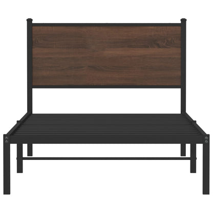 vidaXL Metal Bed Frame without Mattress Brown Oak 100x200 cm 5