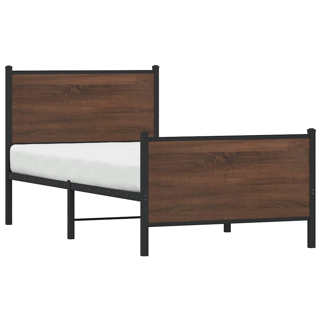 vidaXL Metal Bed Frame without Mattress Brown Oak 80x200 cm 4