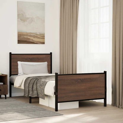 vidaXL Metal Bed Frame without Mattress Brown Oak 80x200 cm 1
