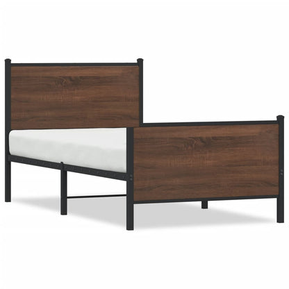 vidaXL Metal Bed Frame without Mattress Brown Oak 90x190 cm Single 2