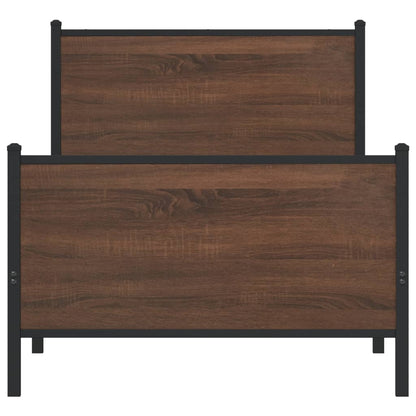 vidaXL Metal Bed Frame without Mattress Brown Oak 90x190 cm Single 5