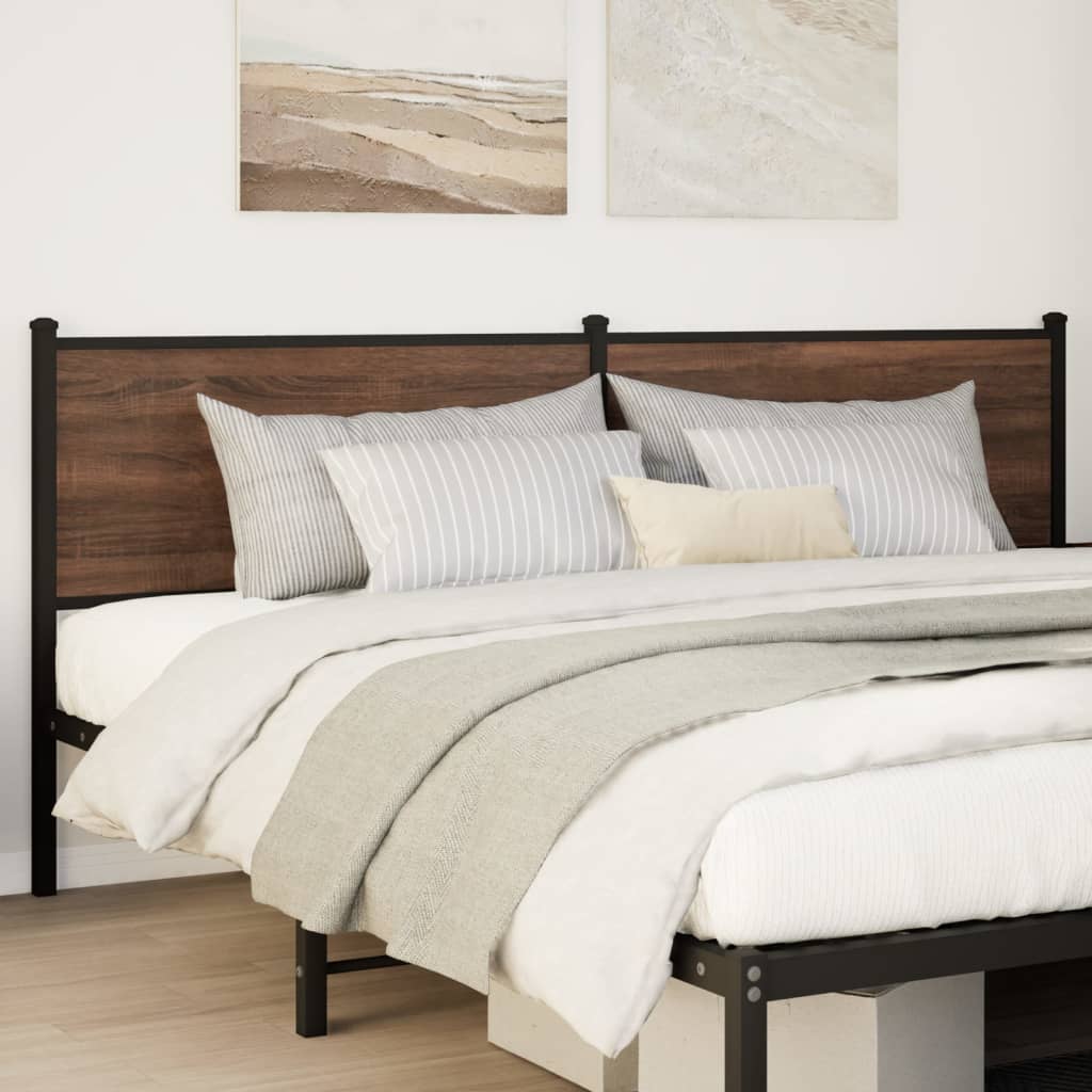vidaXL Replace Headboard Brown Oak 200 cm Engineered Wood and Steel 2