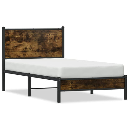 vidaXL Metal Bed Frame without Mattress Smoked Oak  75x190 cm Small Single 2