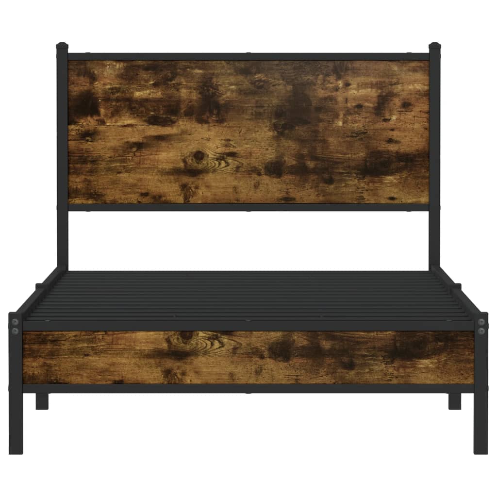 vidaXL Metal Bed Frame without Mattress Smoked Oak 100x190 cm 4