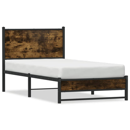 vidaXL Metal Bed Frame without Mattress Smoked Oak  75x190 cm Small Single 2